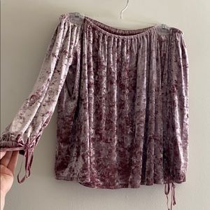 Pink velvet off the shoulder top